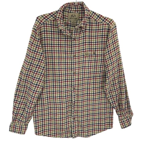 Realtree Flannel Shirt Mens S Multicolor Check Casual Long Sleeve Button Down - Picture 1 of 11
